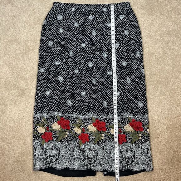 Mary McFadden Collection Vintage Maxi Floral Geometric Print Skirt Size 18 - Picture 7 of 11